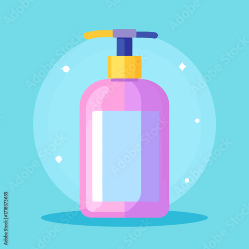 Colorful flat vector illustration of a liquid soap or sanitizer dispenser, an icon for personal hygiene and protection against germs