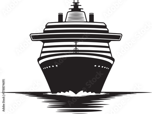 Front View of a Cruise Ship on the Water Illustration for Travel and Tourism Concept
