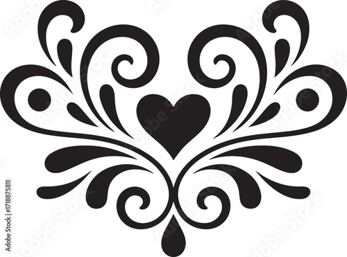 Elegant Flourish Heart Ornament Vector Illustration for Decoration and Graphic Elements Projects