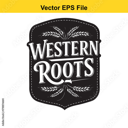 Vector art of western roots emblem with wheat stalks