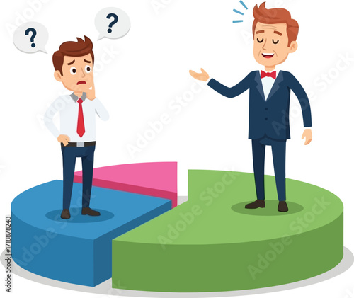 Business analysis pie chart presentation and data analysis editable vector