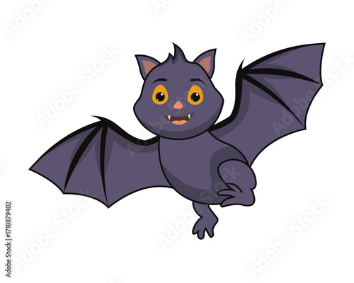 Halloween Bat in Flight A Cartoon Illustration for Spooky Season