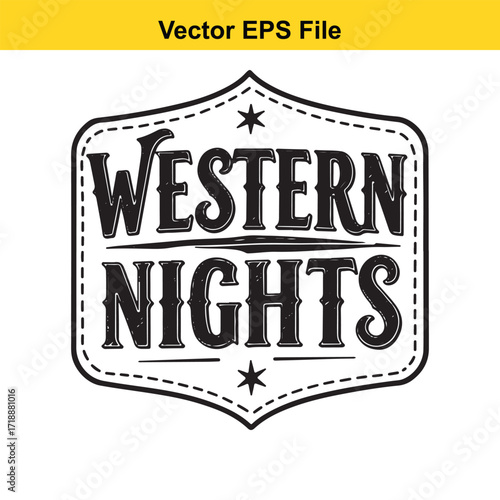 Vector art of western nights vintage emblem