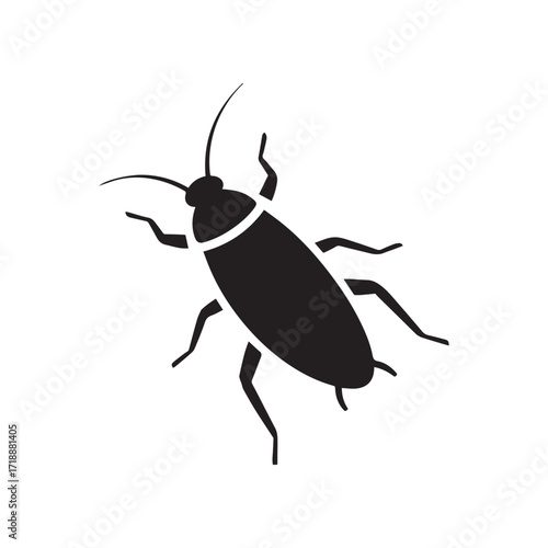  A white cockroach icon with a black body and six legs.