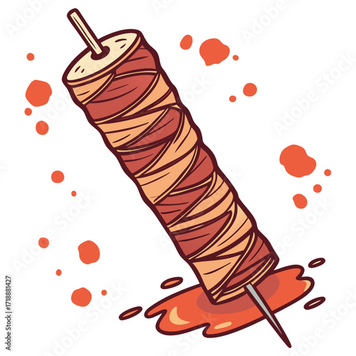 Juicy, sizzling shawarma spit dripping with flavor, perfect for food truck menus and restaurant promotions