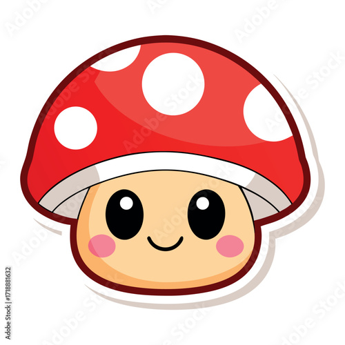 Cute Cartoon Mushroom Character with a Happy Expression