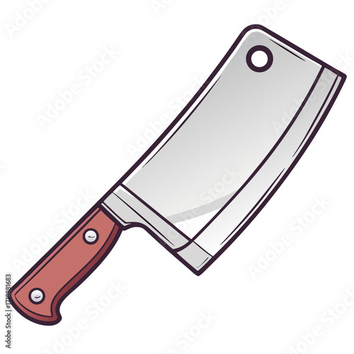 Cartoon style butcher knife cleaver for meat cutting and food preparation kitchen tool illustration image
