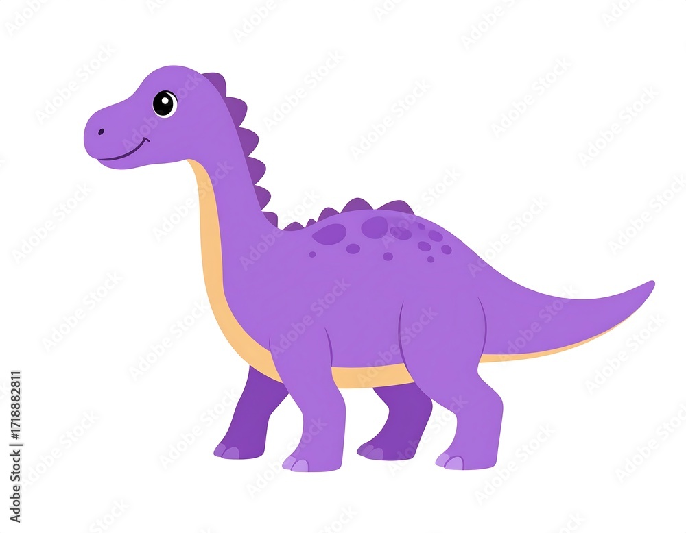 Naklejka premium Cute cartoon purple dinosaur