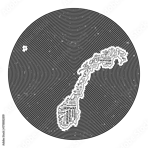 Norway Vector Image. Country round logo design. Norway poster in circular arcs and wordcloud style. Captivating vector illustration.