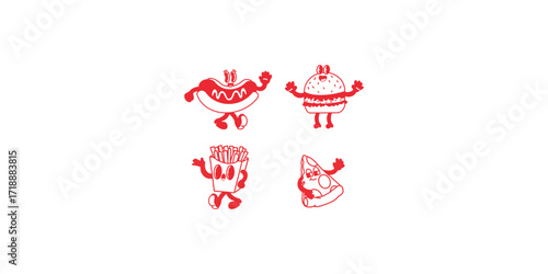 mascot fastfood ilustration lineart vector 