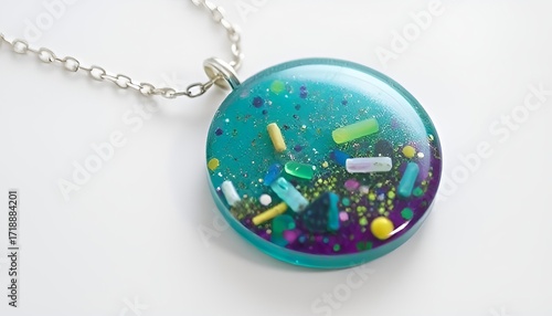 Combine resin with glitter dyes and small objects to create uniq