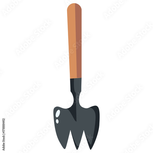 Black shovel with wooden handle, digging tool illustration perfect for gardening or construction themes.

