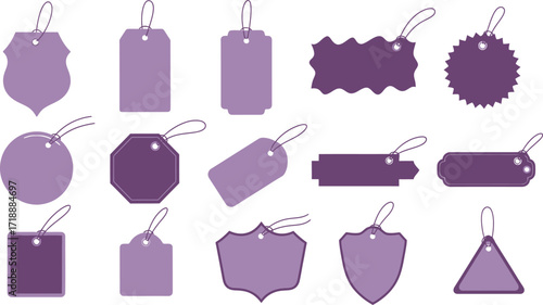 Assorted purple price tags vector design for product labels