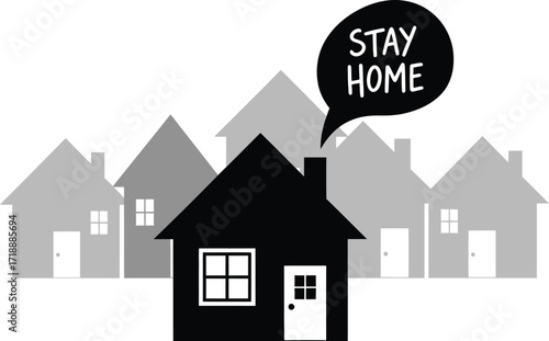 Stay home concept illustration for safety and protection