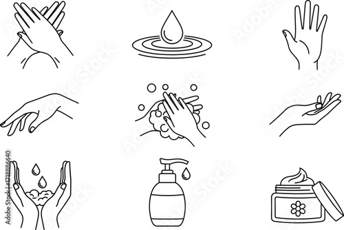 Hand hygiene washing and care routine vector illustration