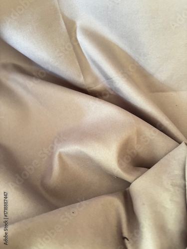 Soft Beige Fabric with Natural Wrinkle Texture
