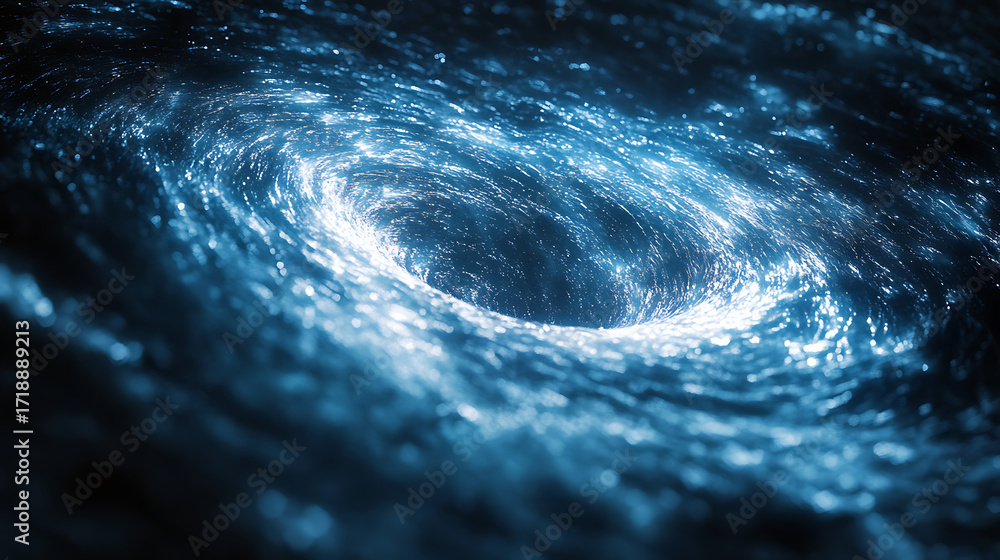 Fototapeta premium Abstract swirling vortex of bright blue light and water creating a cosmic portal effect