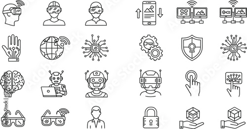 Vector icons for artificial intelligence and future tech
