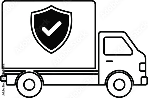 Secure delivery truck vector icon for safe transportation