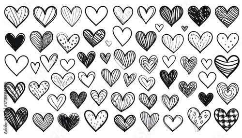 Hand-drawn hearts collection for design inspiration