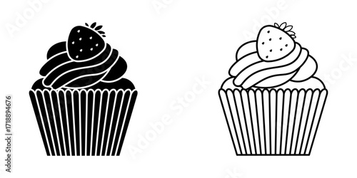 cup cake icon set on white background