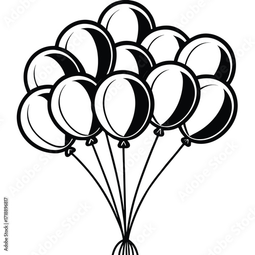 A delightful bunch of balloons, isolated on a pure white background, perfect for celebration designs