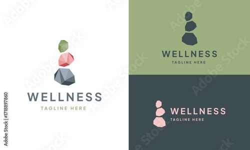 Zen Balancing Stones Wellness Logo Vector Illustration 