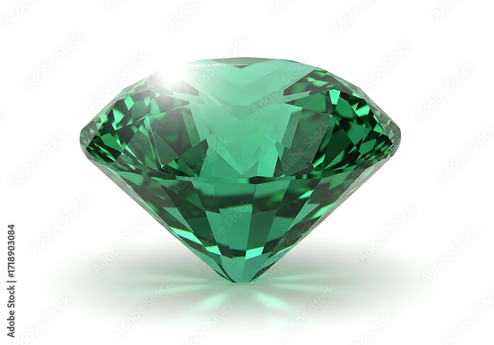Fototapeta premium Emerald gemstone isolated on white background