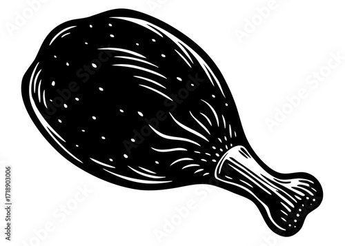 Fried Chicken Drumstick Silhouette, American Food SVG, PNG