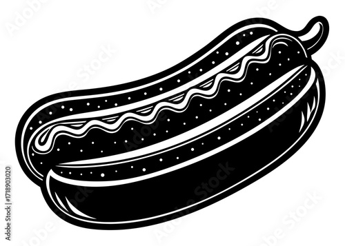 Hot Dog Silhouette with Ketchup and Mustard, American Food SVG, PNG