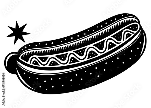 Hot Dog Silhouette with Ketchup and Mustard, American Food SVG, PNG