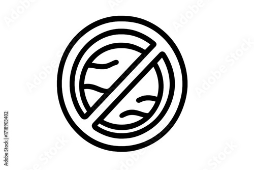 No water sign icon vector. Prohibition symbol for do not drink. Water restriction concept. Warning sign for drought, dehydration, and water scarcity. Contaminated liquid.