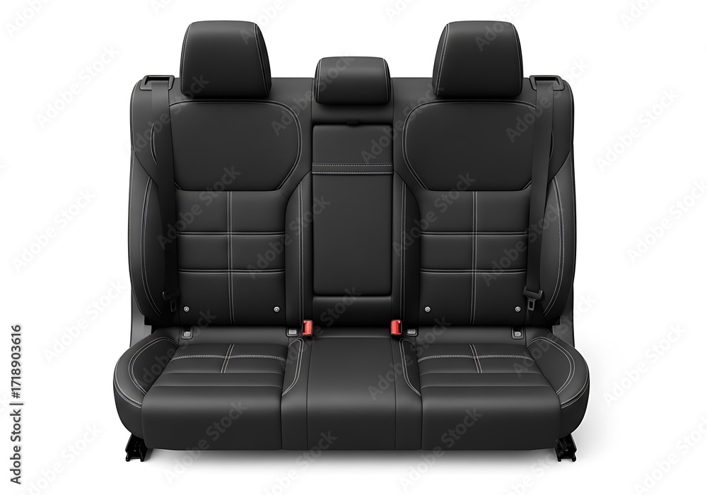 Naklejka premium Black car rear seat isolated on white background
