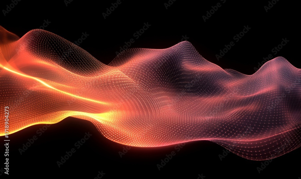 Obraz premium Abstract digital background with waves and particles, symbolizing creativity and technology in a futuristic design style, Generative AI