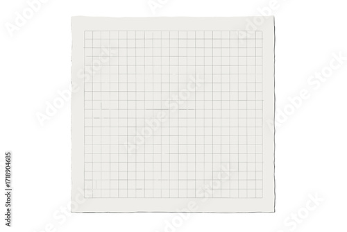White crumpled paper border with checkered grid, vintage textured empty paper template for posters, banners, back to school designs, vector illustration with crease details