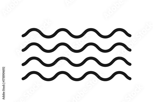 Set of wave line icons. Abstract wavy lines symbol. Water, sea, ocean, river flow sign. Simple zigzag graphic element. Vector illustration of a ripple or fluid pattern.