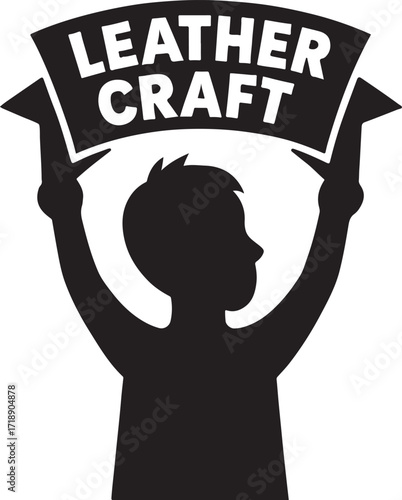 Silhouette of a leather craft banner, ideal for DIY projects, handmade goods, and decor.