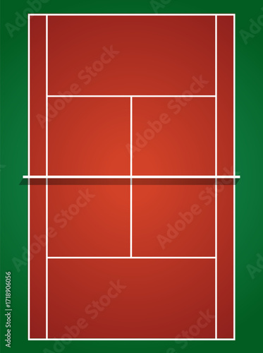 Red Clay Tennis Court Top View Vector Illustration