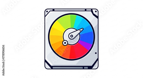 Color wheel hard drive disk storage device data backup icon vector illustration graphic design element 100 character