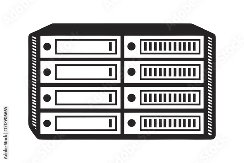 Black server data technology in with white background