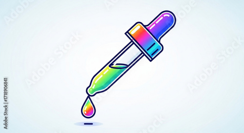 Colorful eyedropper tool illustration for graphic design and color selection with a vibrant rainbow gradient