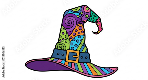 Colorful halloween witch hat vector illustration for party costume and decoration design element idea concept