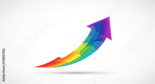 Colorful rainbow arrow pointing up for growth success business finance stock market and positive trend concept