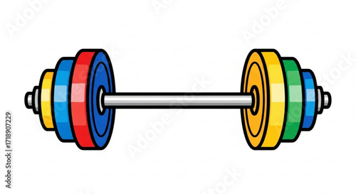 Colorful barbell weightlifting equipment for strength training and fitness exercise vector illustration