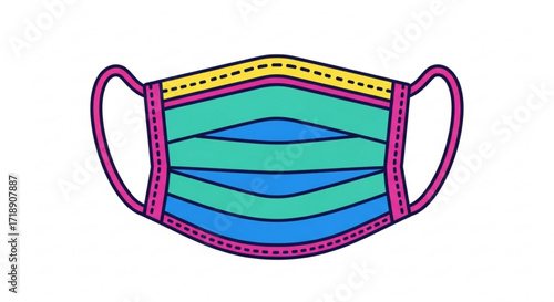 Face mask colorful illustration protective covering for virus prevention and health safety equipment design