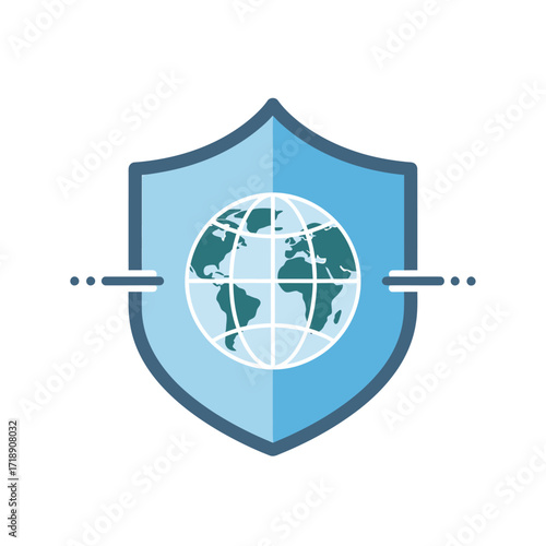 Global protection, security shield safeguarding the world.