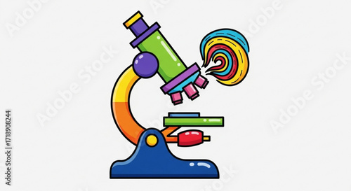 Colorful microscope illustration for science education and laboratory equipment learning resources vector design