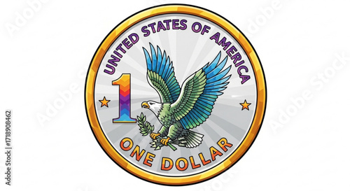 One dollar coin united states of america currency eagle money investment finance economy cash savings wealth