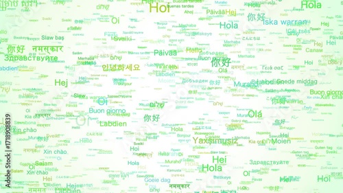 世界の言語で「こんにちは」上昇　グリーン　全63フレーズ（61言語）バージョン　ループ