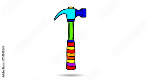 Colorful hammer tool illustration for carpentry woodworking and diy projects and home improvement needs